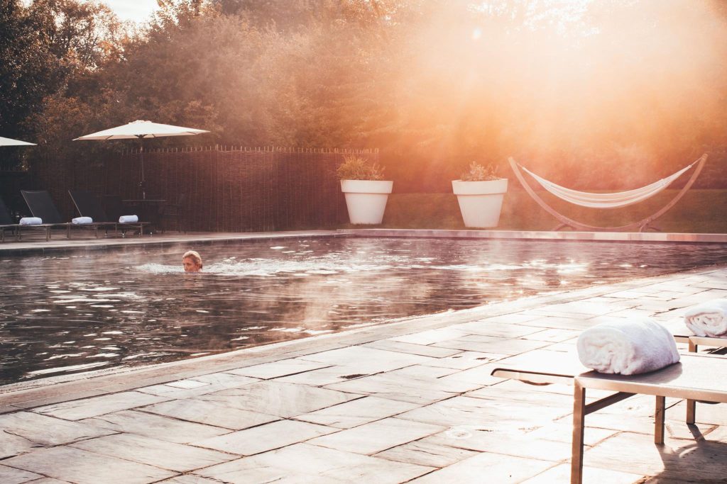 Sunrise swim at Lower Mill Estate spa pool Sunrise swim at Lower Mill Estate spa pool
